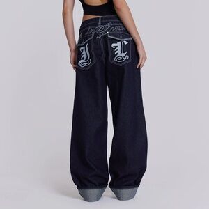 Sonic Embroidered Baggy Jeans In Indigo x JADED LONDON